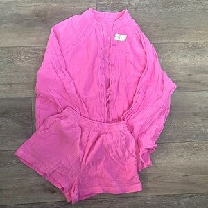 Aerie Gauzy High Waisted Short and Shirt Set
